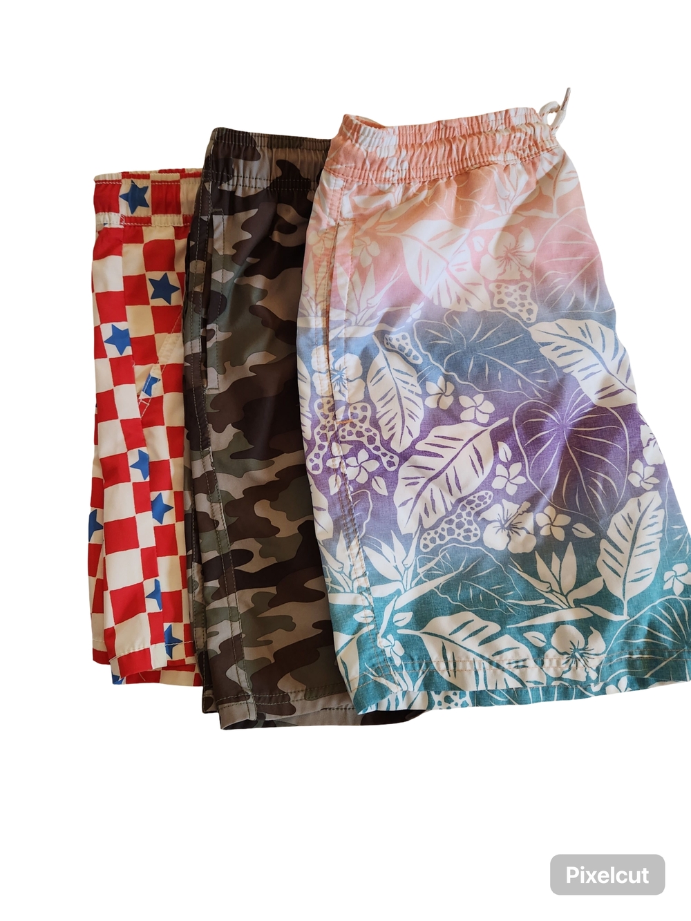 Husky Boys 14/16 Multicolor Swim/Board Shorts - Tropical, Camo & Stars (Pack)